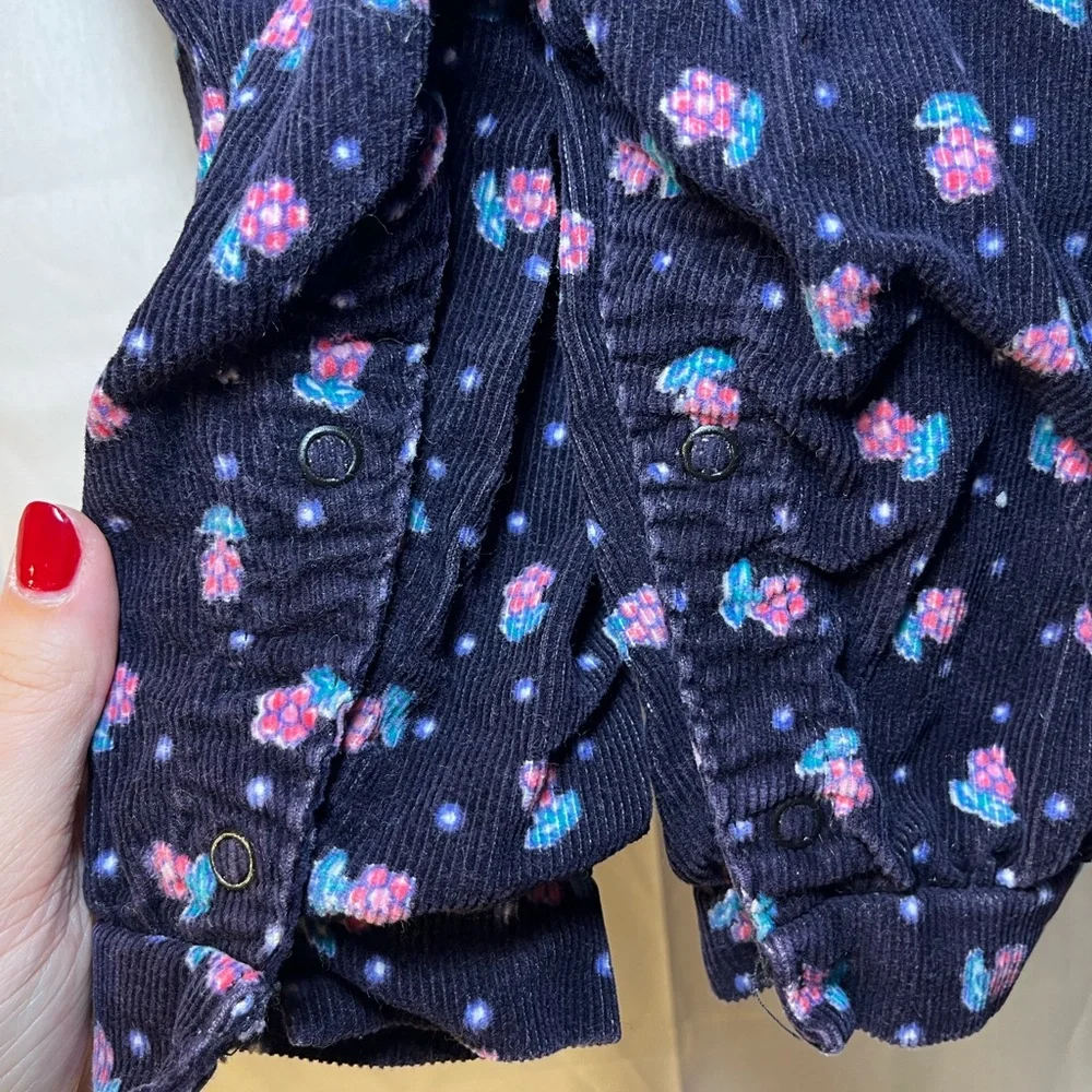 Vintage 80s OshKosh‎ B’gosh Baby Girl Floral Corduroy Overalls Set 6–9M Vestbak